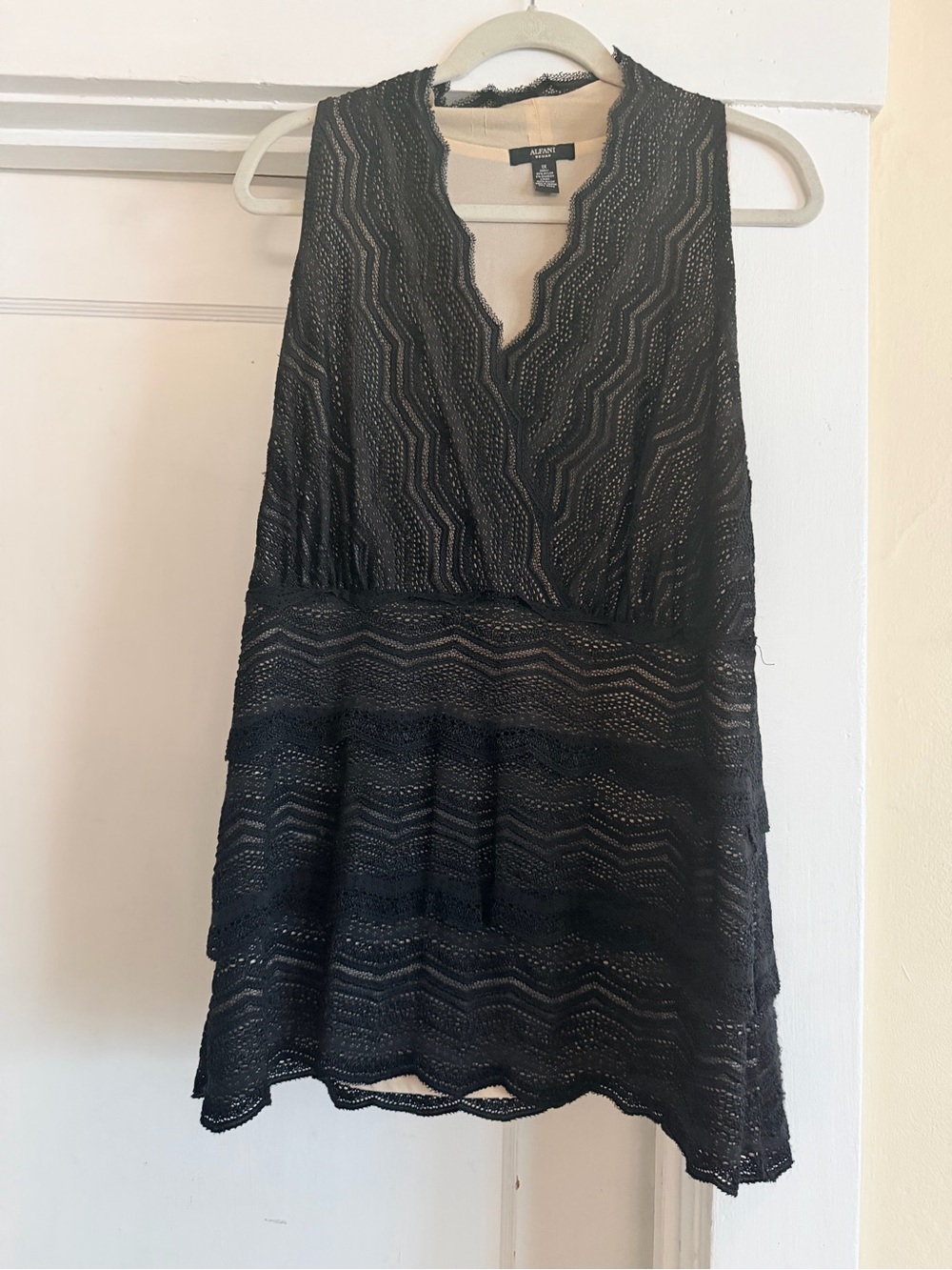 Alfani Black Lace Sleeveless V-Neck Top